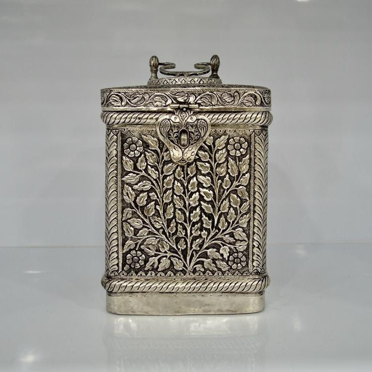 Box with handle - antique carving