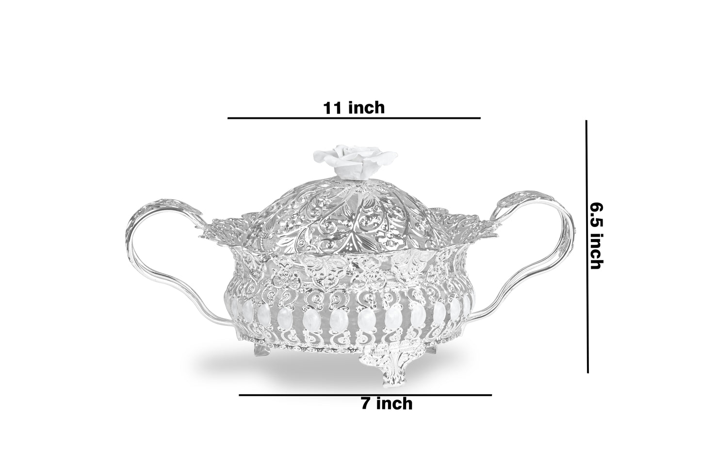 Floral Round Tray With Handles (white)