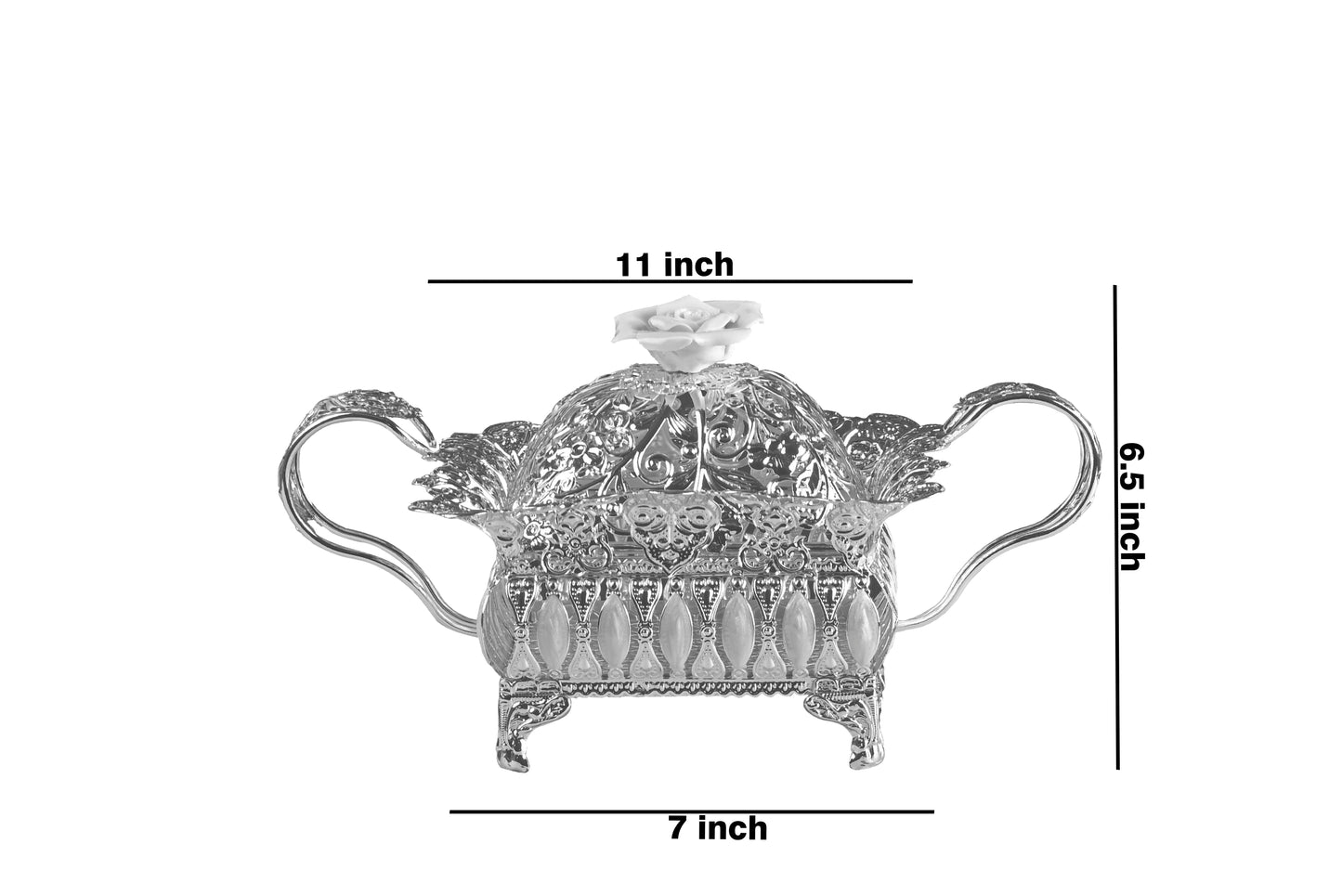 Floral Square Tray With Handles