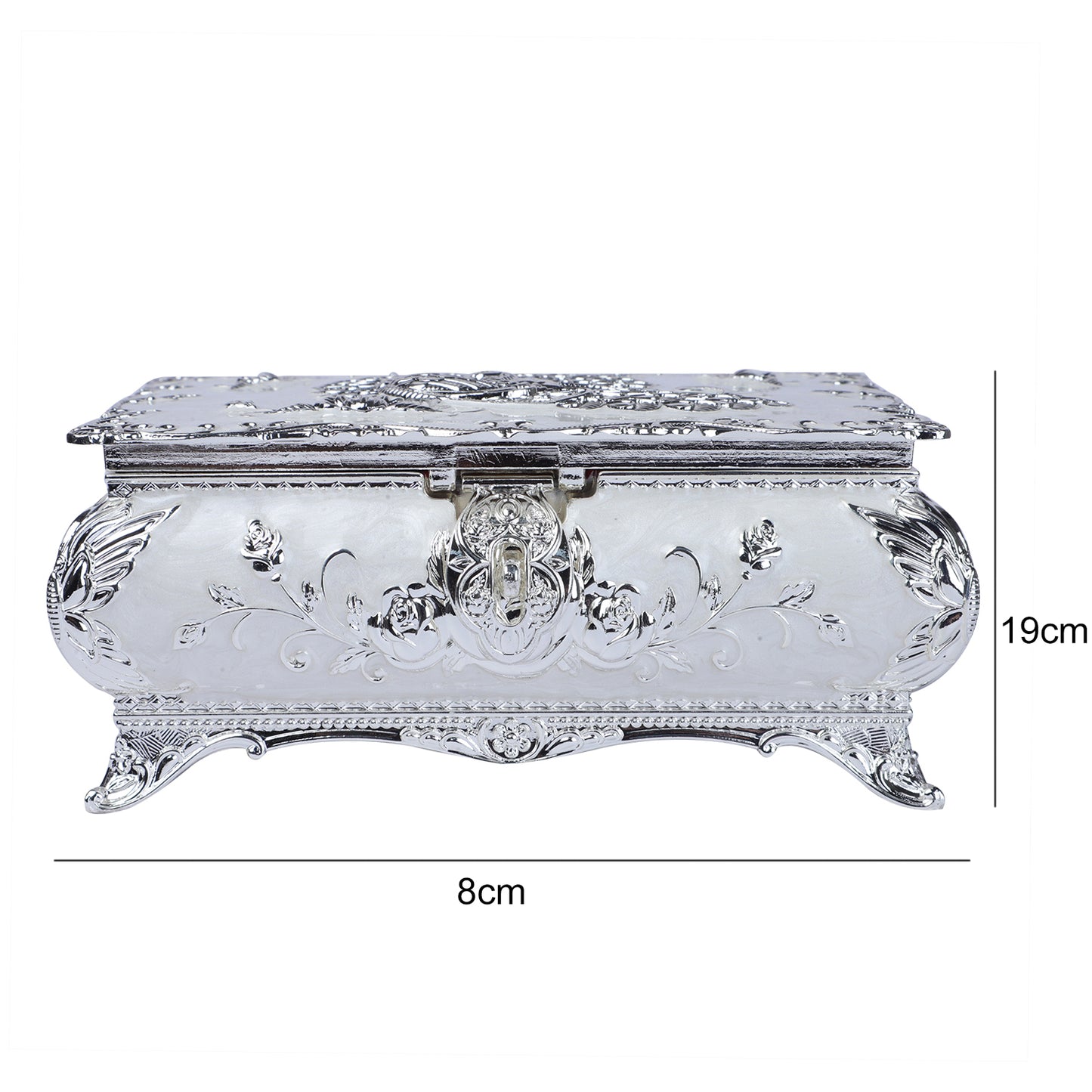 Peacock enamel box - white