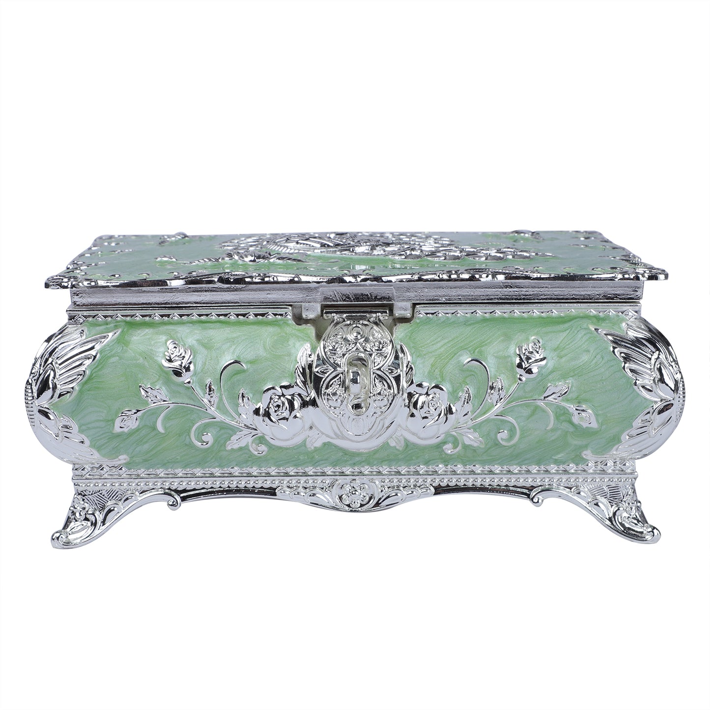 Peacock enamel box - sea green