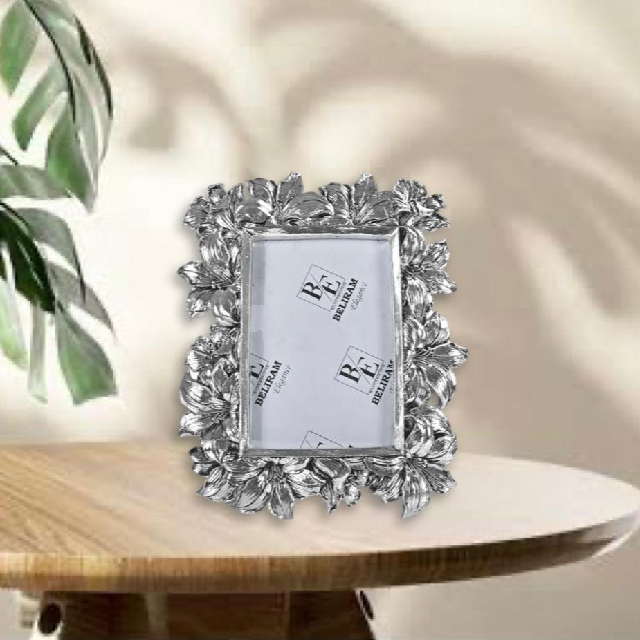 Silver Floral Photo Frame