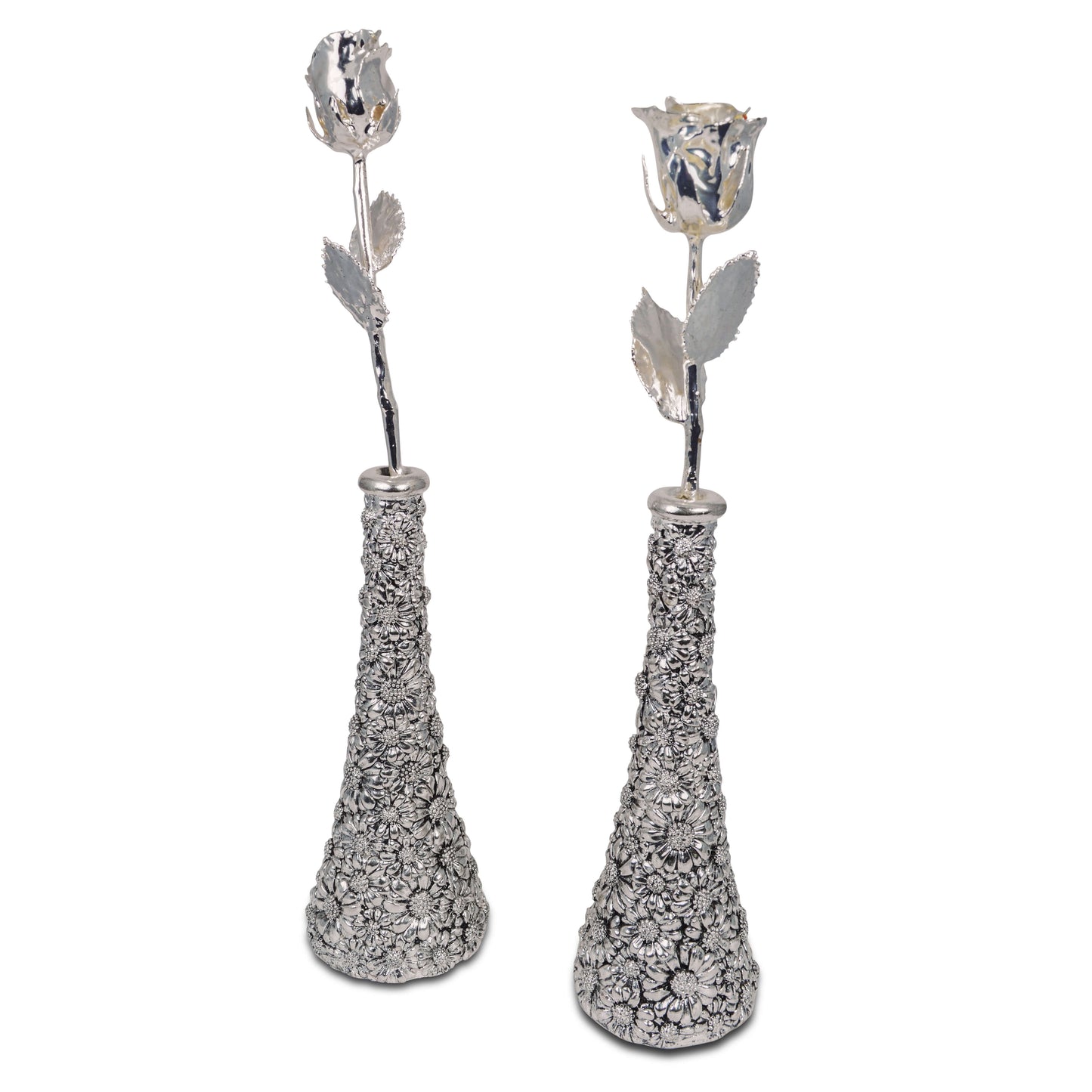 Flower vase with rose - Pair