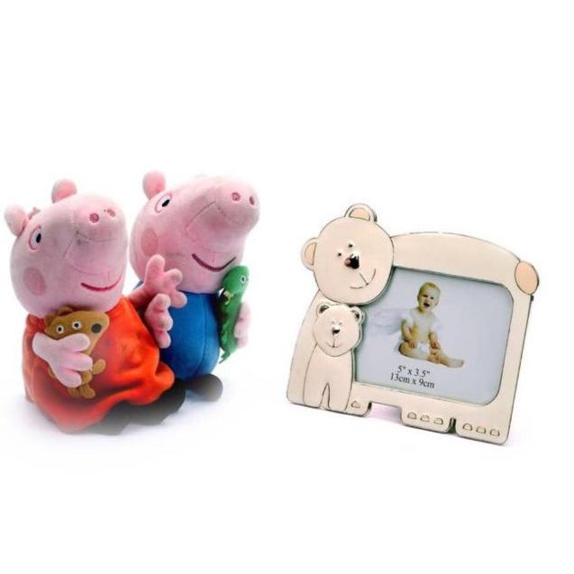 Teddy bear mother and child photo frame