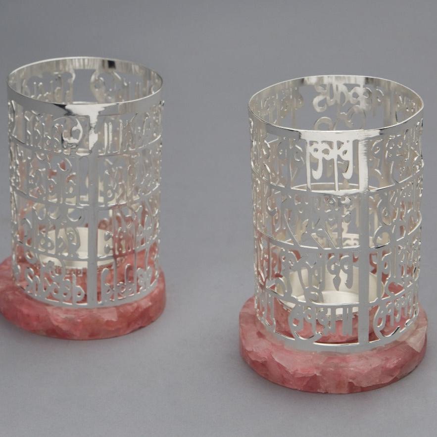 Vakratund mantra t light holder - Pair