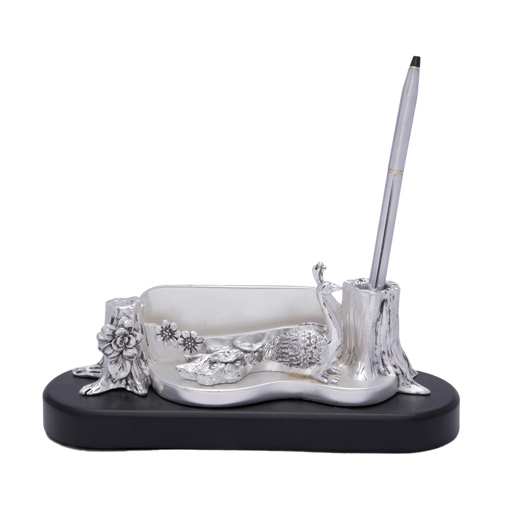 Peacock Pen Stand with Card Holder