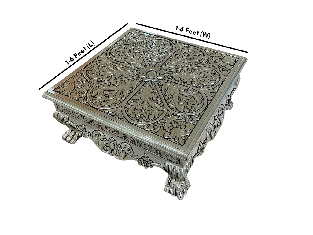 Silver Cladded Pooja Chownki Medium