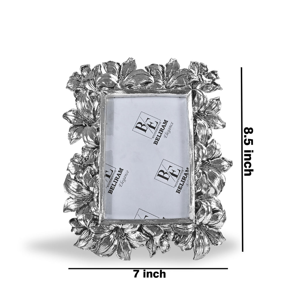 Silver Floral Photo Frame