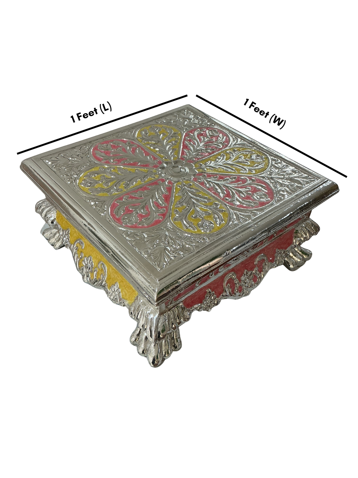 Silver Cladded Pooja Chowki Extra Small