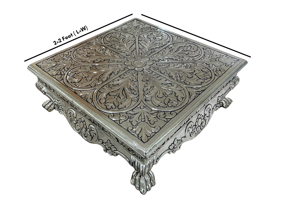 Silver Cladded Pooja Chownki Big