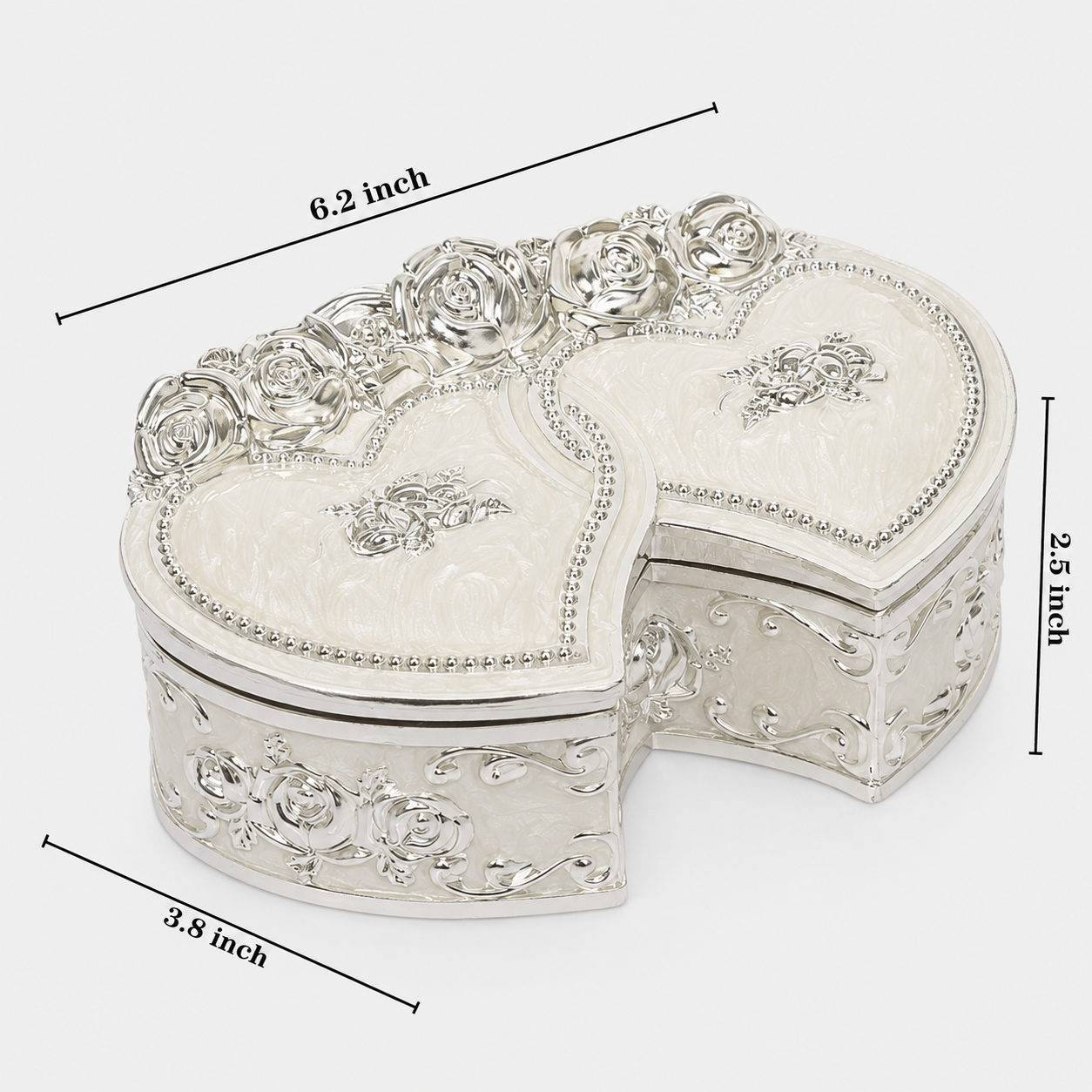 Jewellery Box Heart Shaped - White