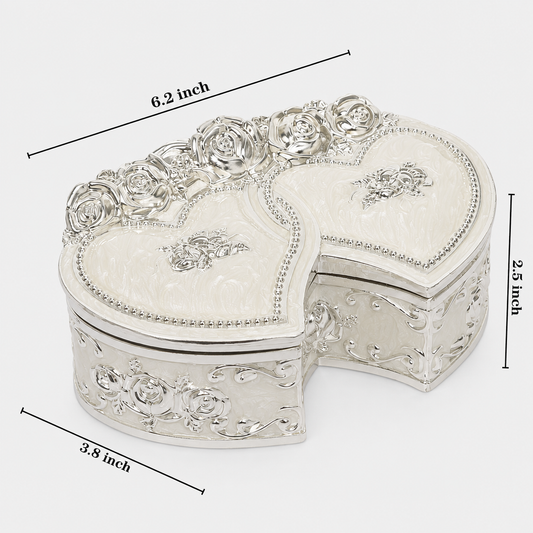 Jewellery Box Heart Shaped - White