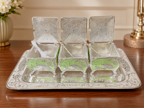3 Dry Fruit Boxes With Tray
