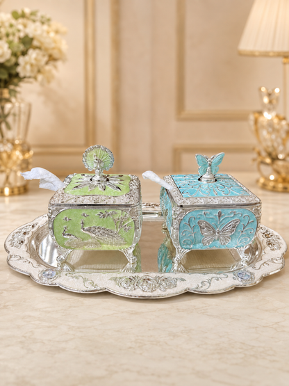 2 Square Candy Boxes With Tray