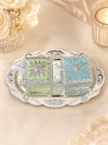 2 Square Candy Boxes With Tray
