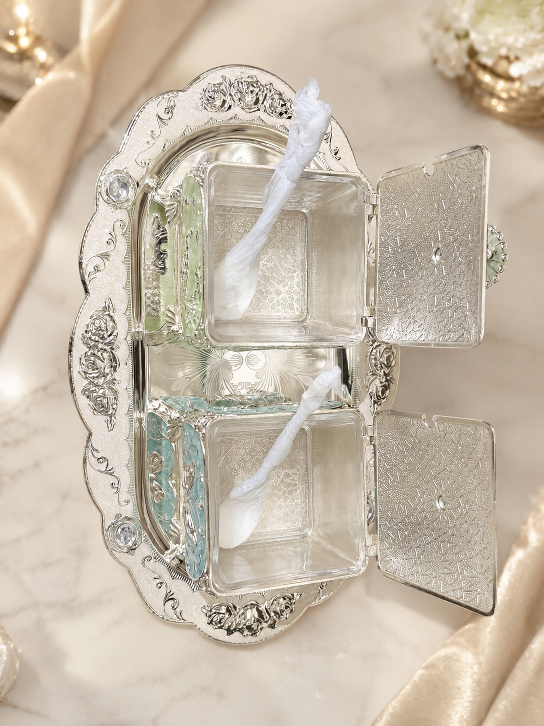 2 Square Candy Boxes With Tray