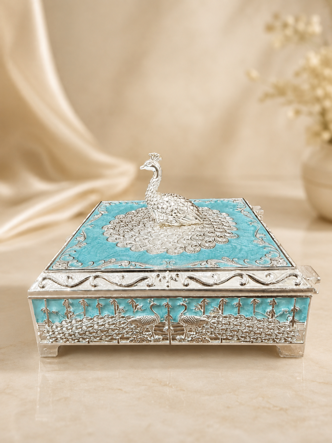 Blue Peacock Jewellery Box