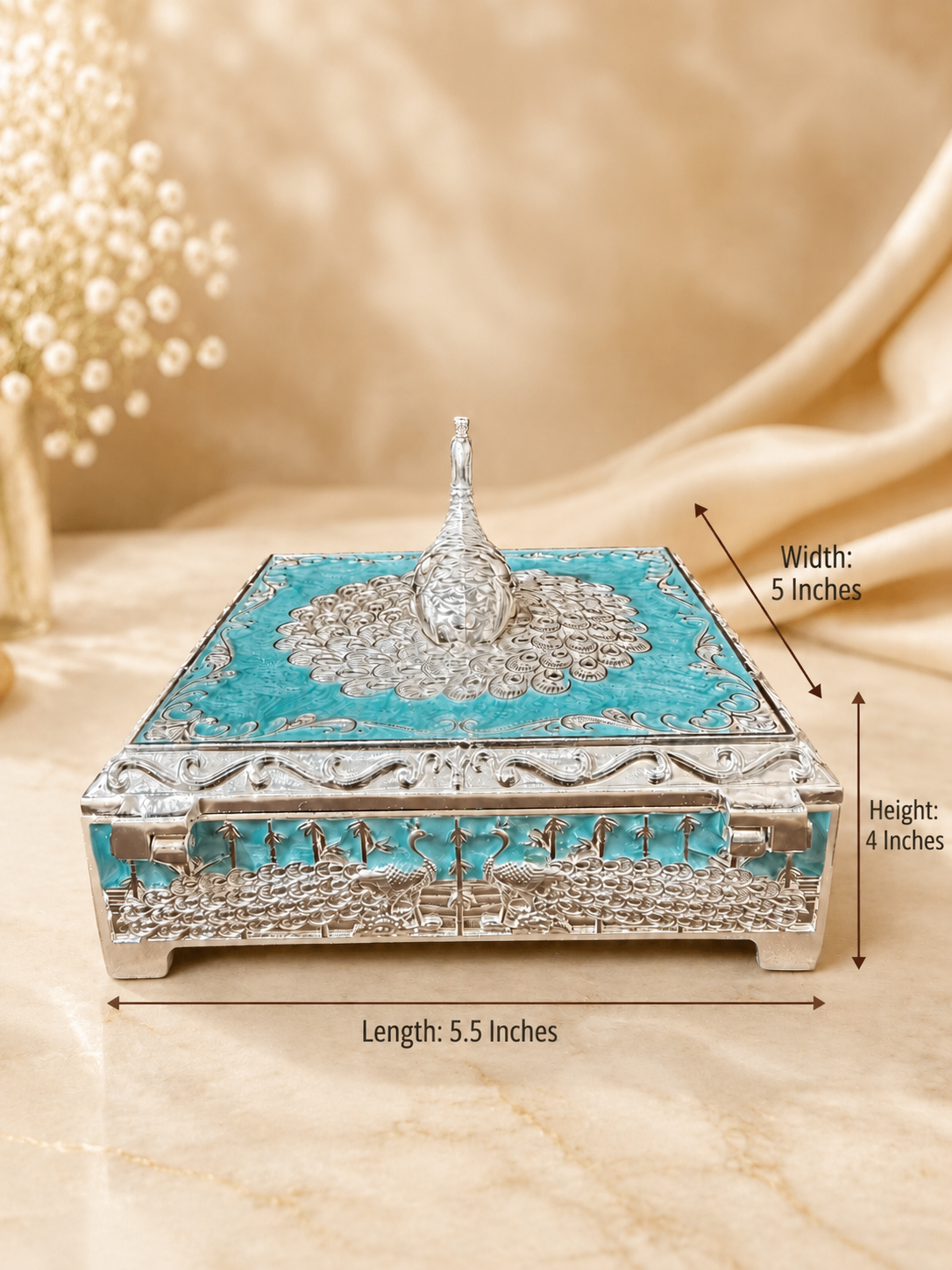 Blue Peacock Jewellery Box
