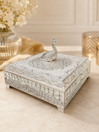 White Peacock Jewellery Box