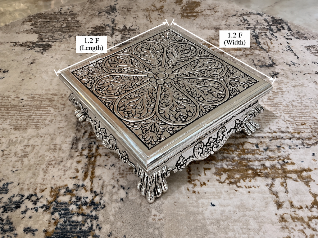 Silver Cladded Pooja Chowki Small