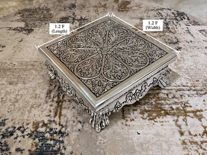 Silver Cladded Pooja Chowki Small