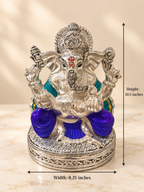 Silver Cladded Ganesh Ji Coloured