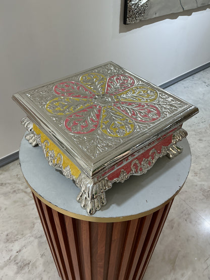 Silver Cladded Pooja Chowki Extra Small