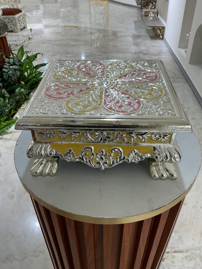 Silver Cladded Pooja Chowki Extra Small