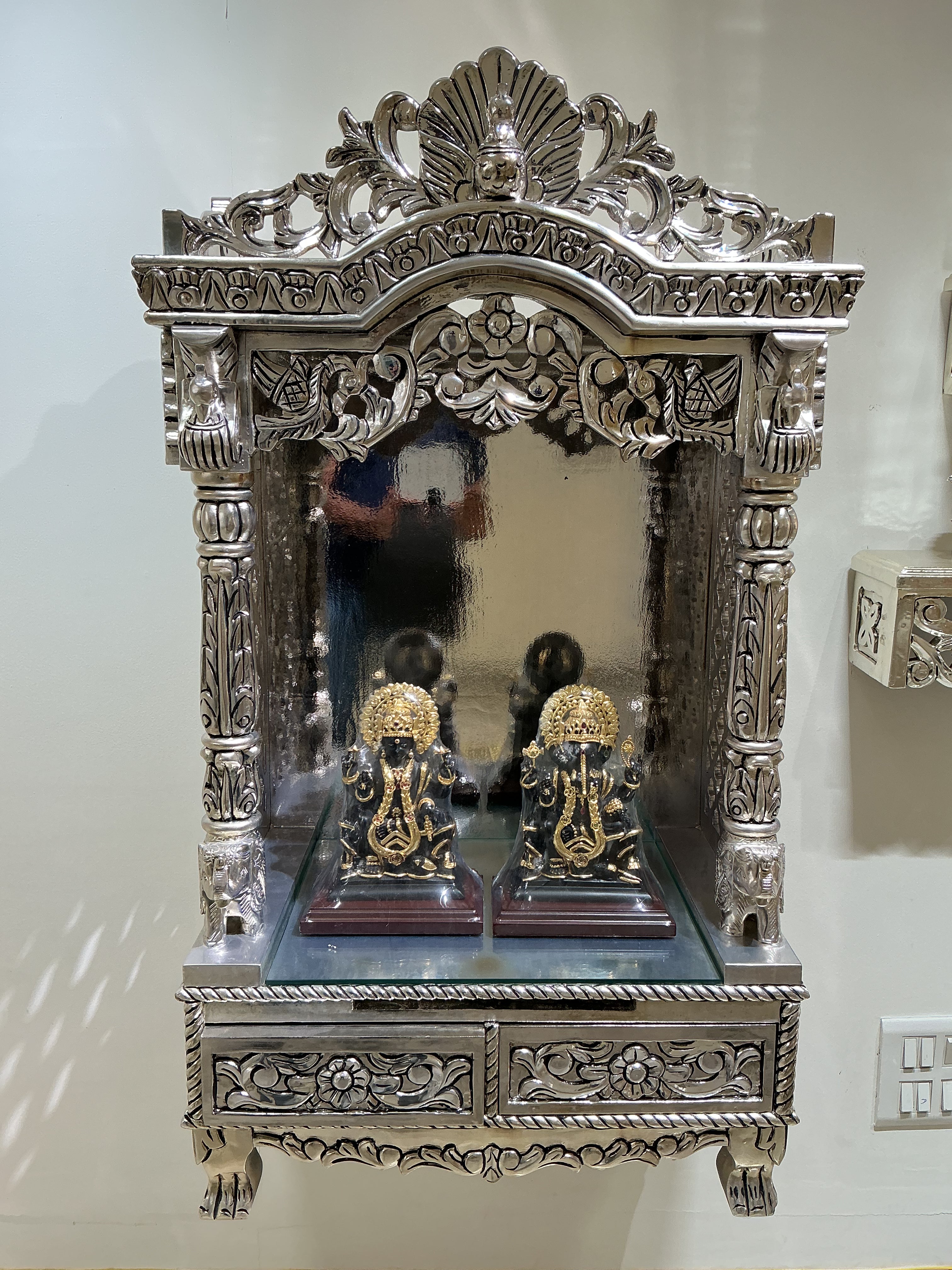 Luxury Silver Pooja Mandir