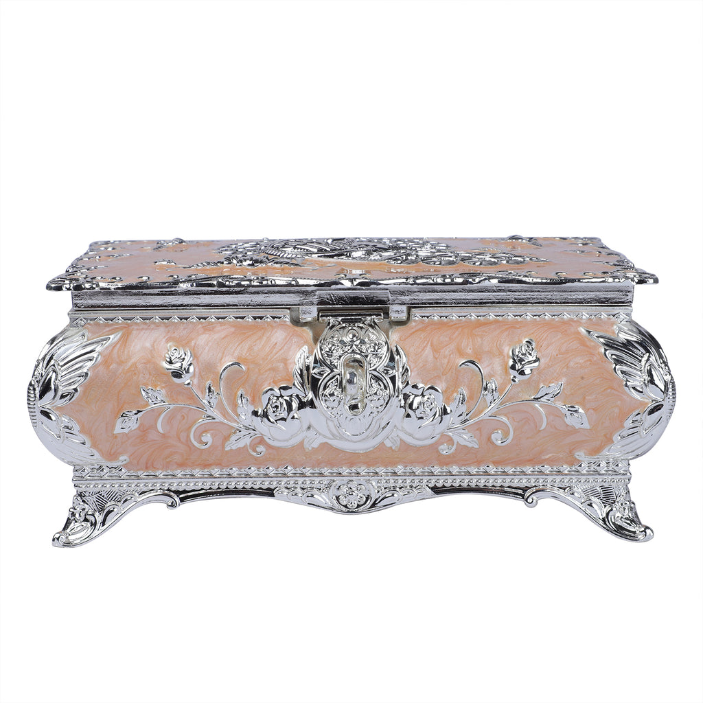 Peacock enamel box - Peach