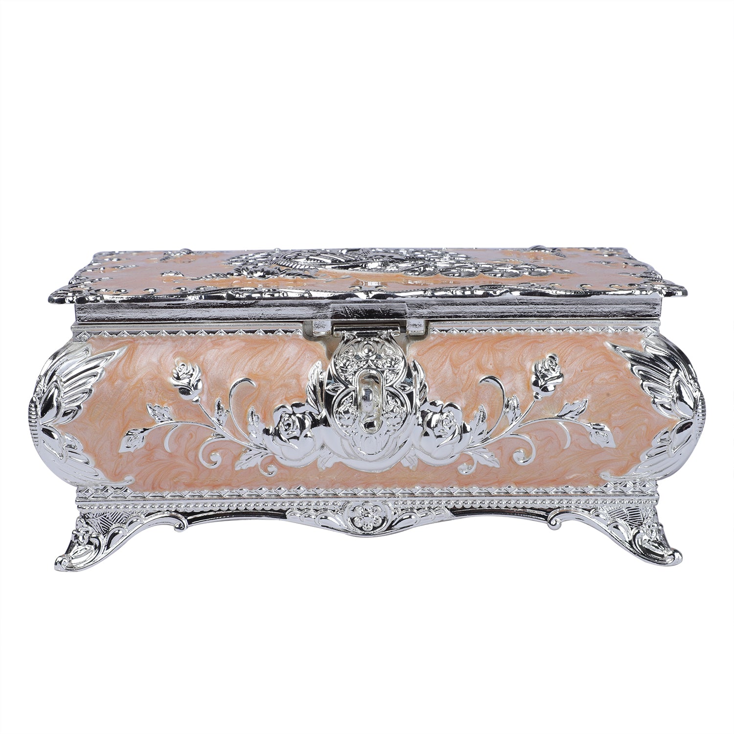 Peacock enamel box - Peach