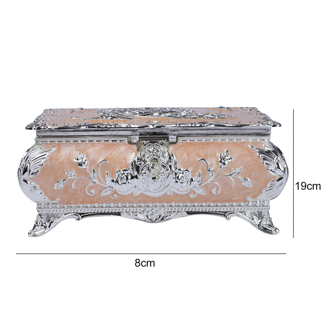 Peacock enamel box - Peach