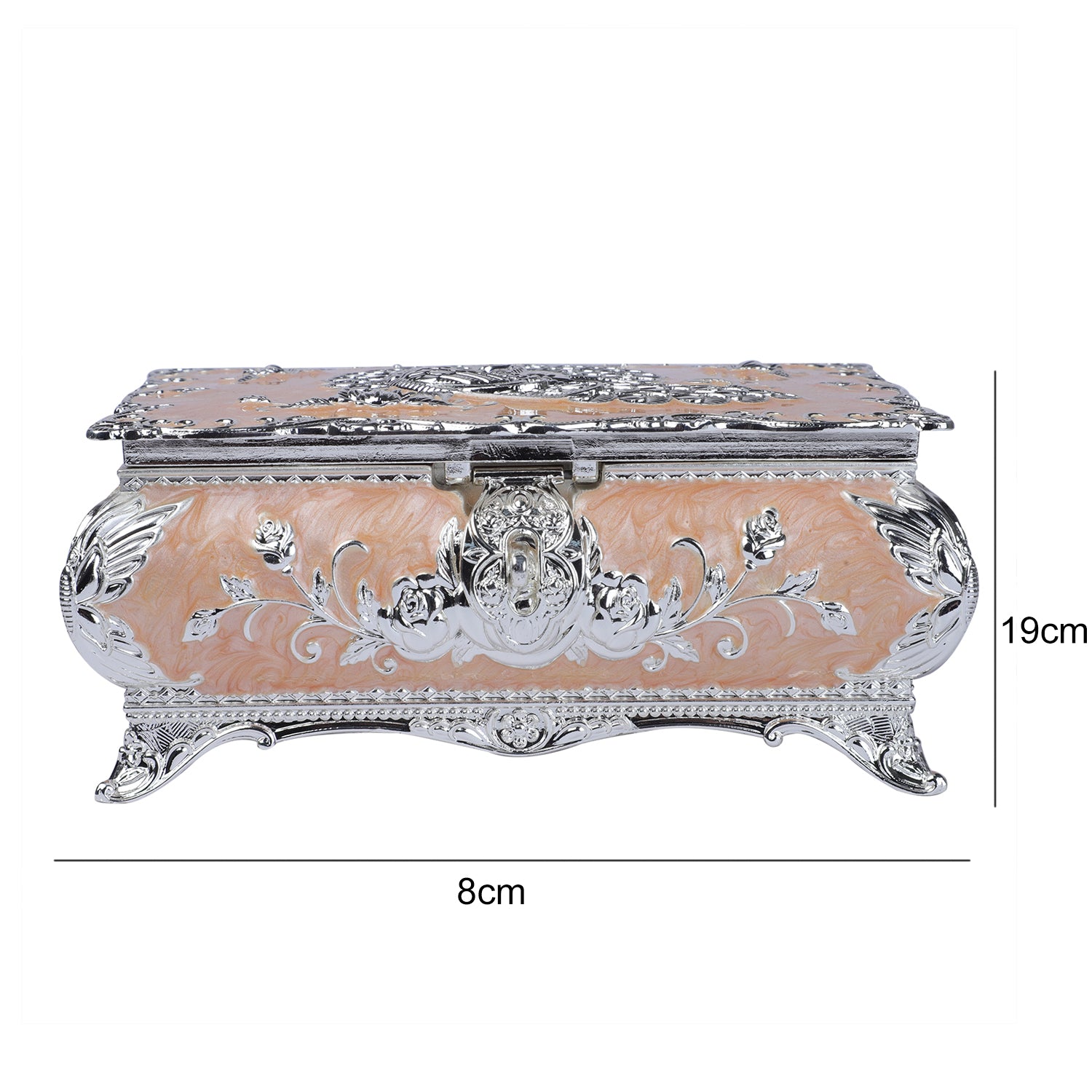 Peacock enamel box - Peach
