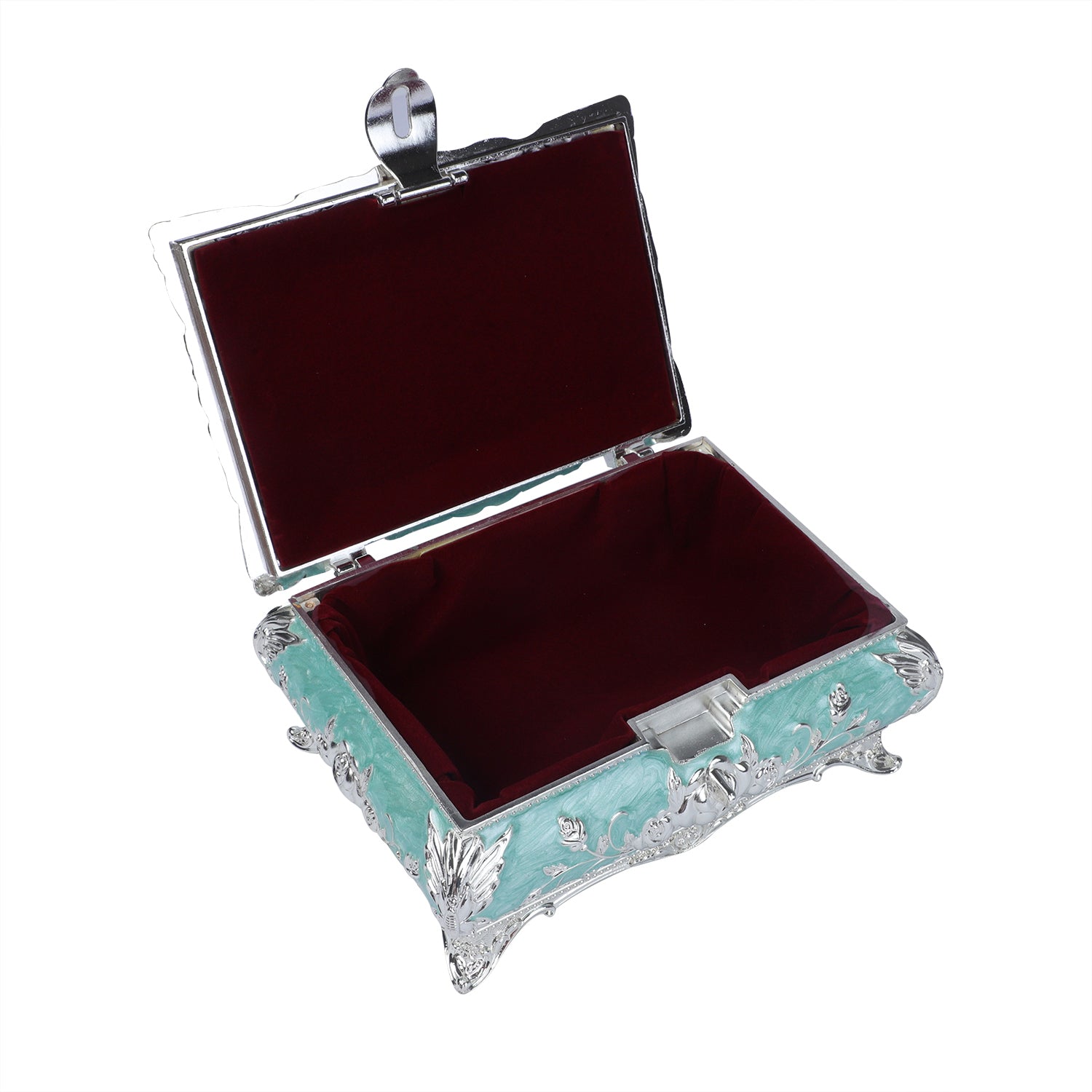 Peacock enamel box -  sky blue