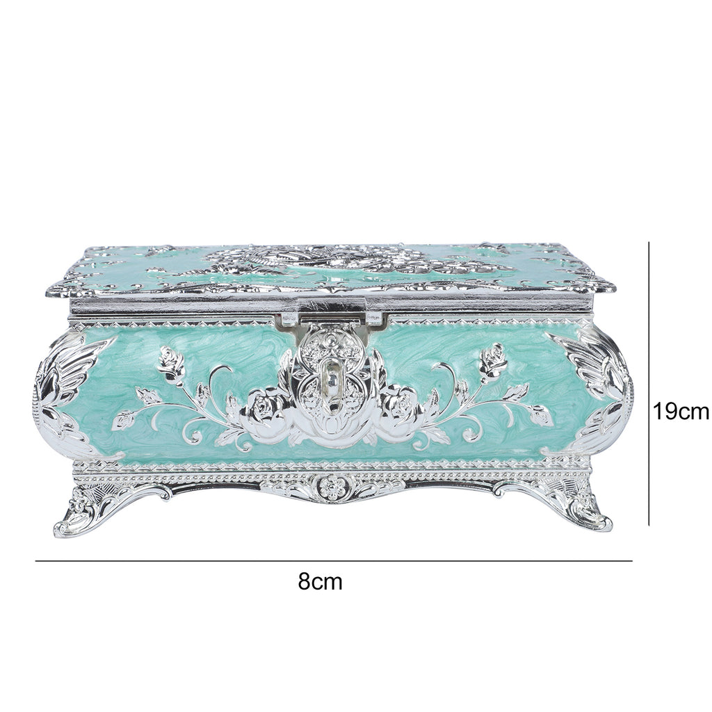 Peacock enamel box -  sky blue