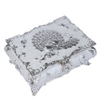 Peacock enamel box - white