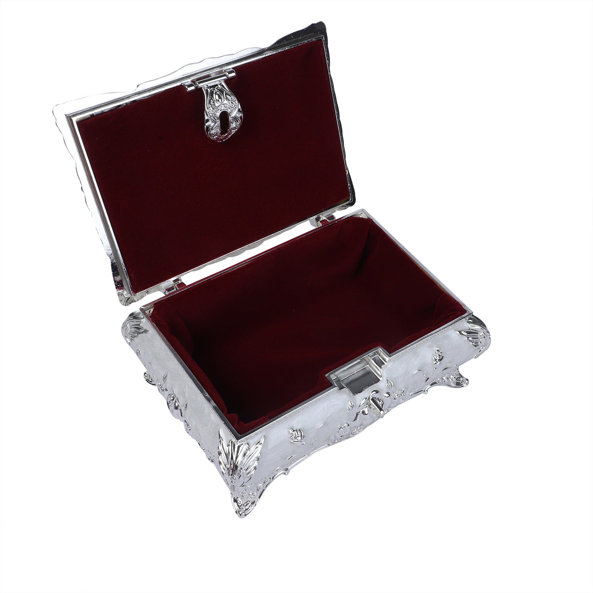 Peacock enamel box - white