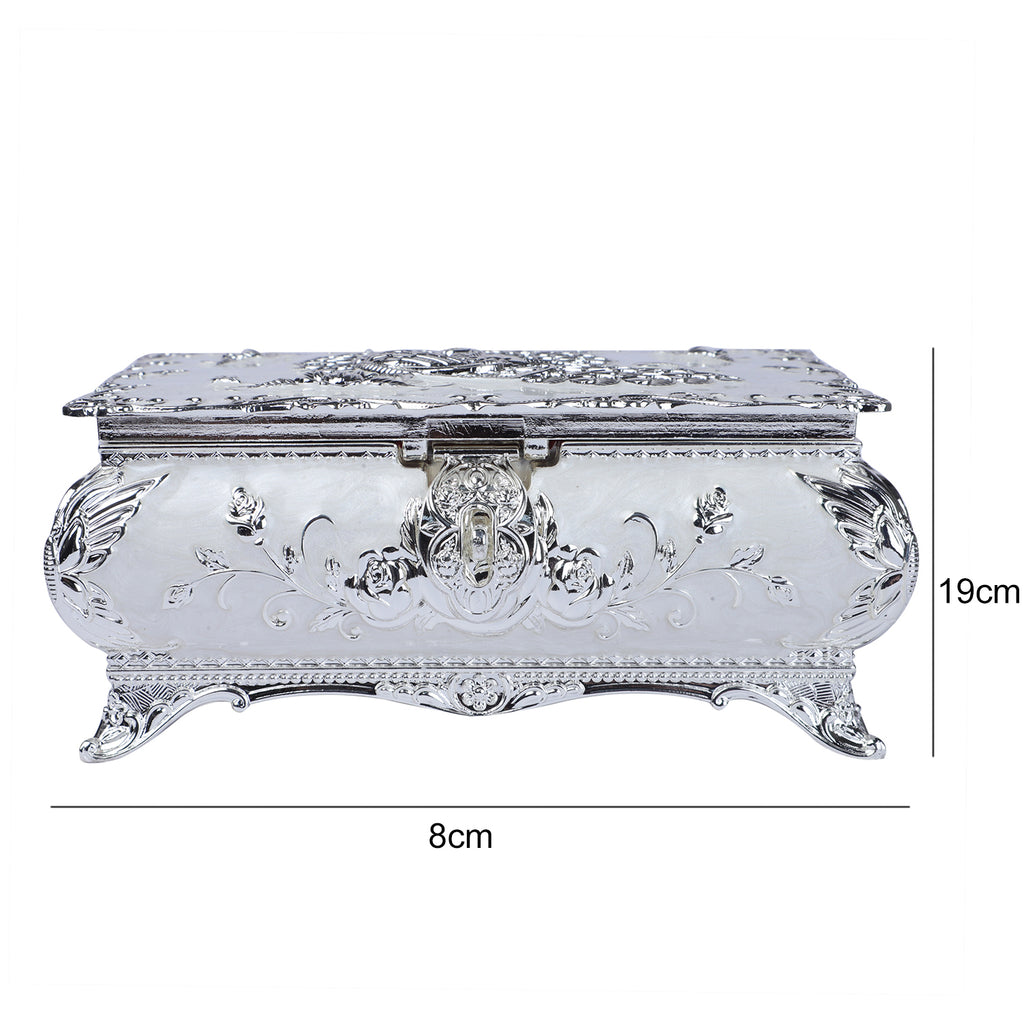 Peacock enamel box - white