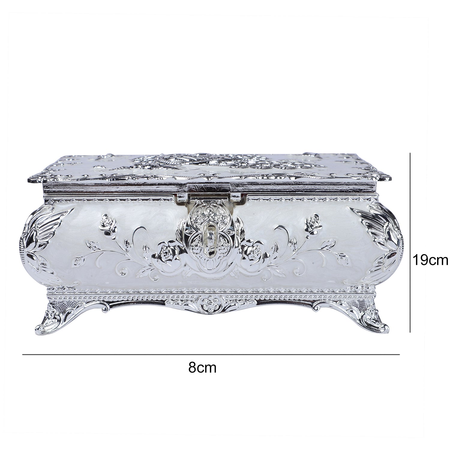Peacock enamel box - white