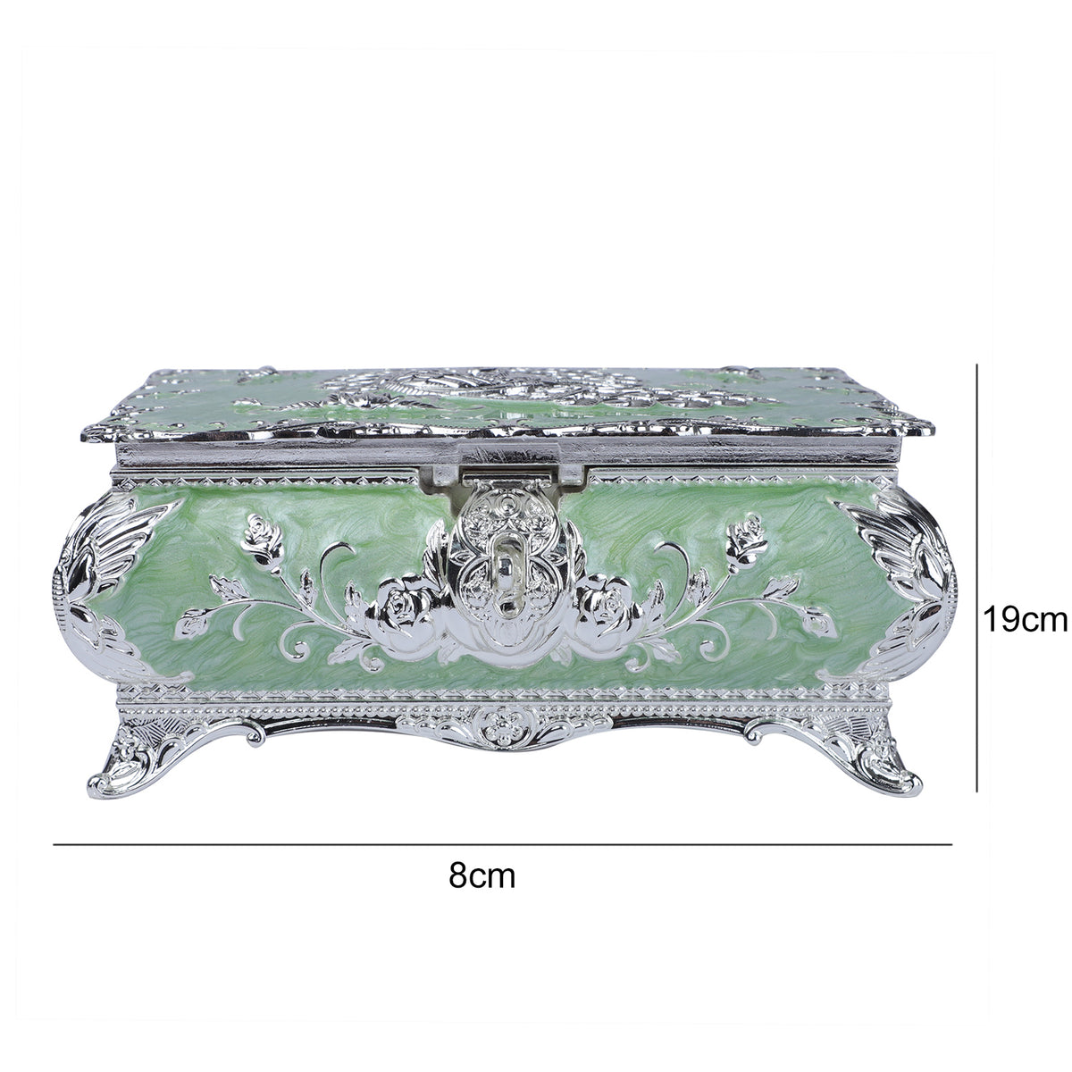 Peacock enamel box - sea green
