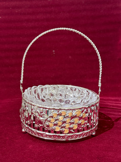 Peacock Basket With Handle
