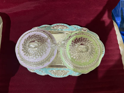 2 Peacock Candy box with Tray