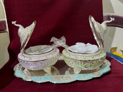 2 Peacock Candy box with Tray