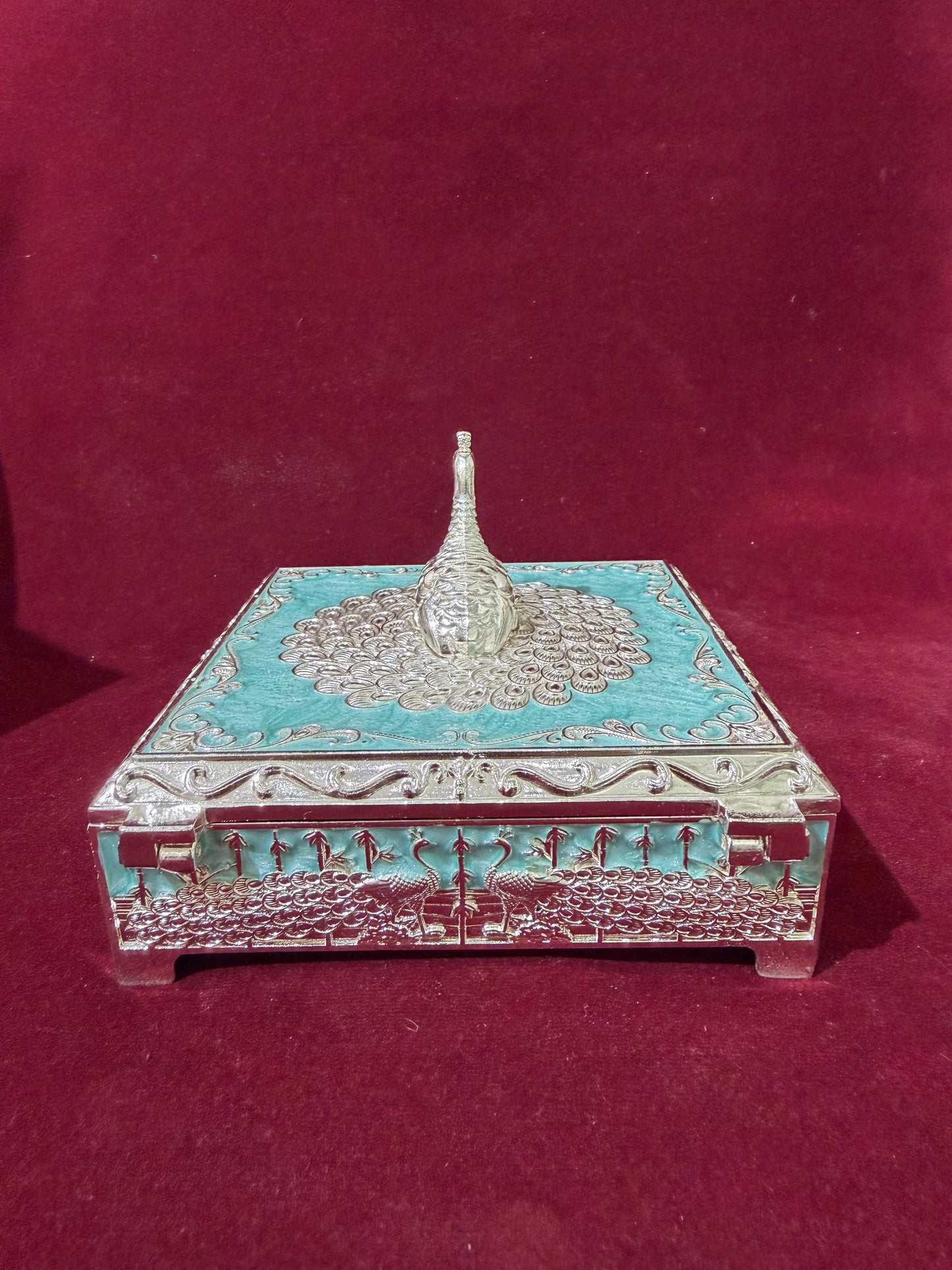 Blue Peacock Jewellery Box