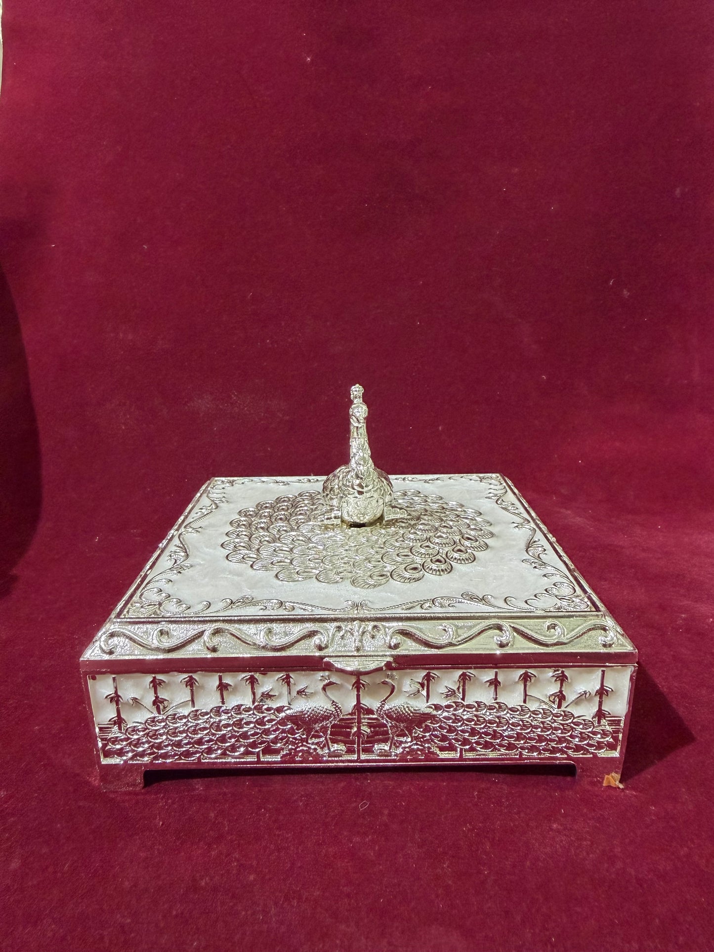 White Peacock Jewellery Box