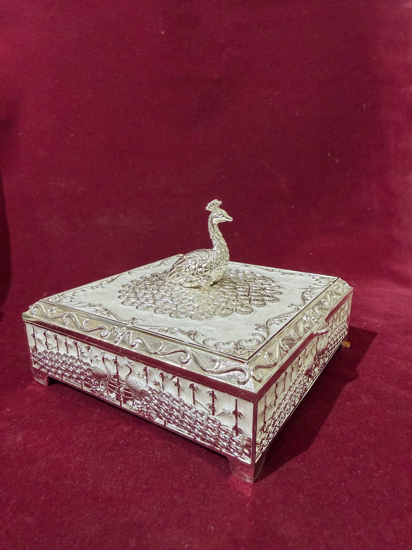 White Peacock Jewellery Box