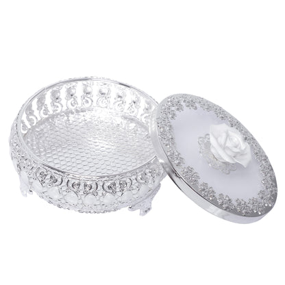 Flower Nob Round Box - White