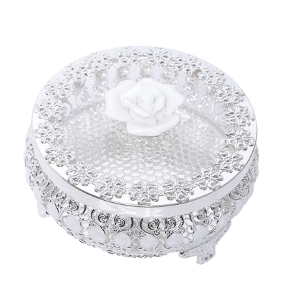 Flower Nob Round Box - White