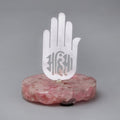 Jain cutwork on rose quartz base