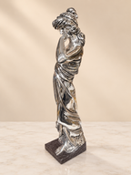 Silver Cladded Lady Statue with Flowers